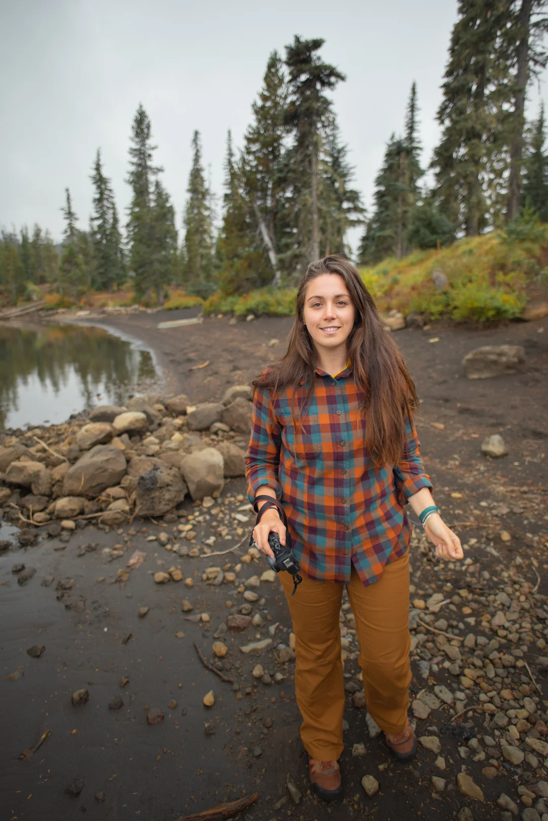 Women’s Free Swinging Flannel in Cider Buff Check, Women’s DuluthFlex Fire Hose Boot Cut Work Pants in Bourbon Brown