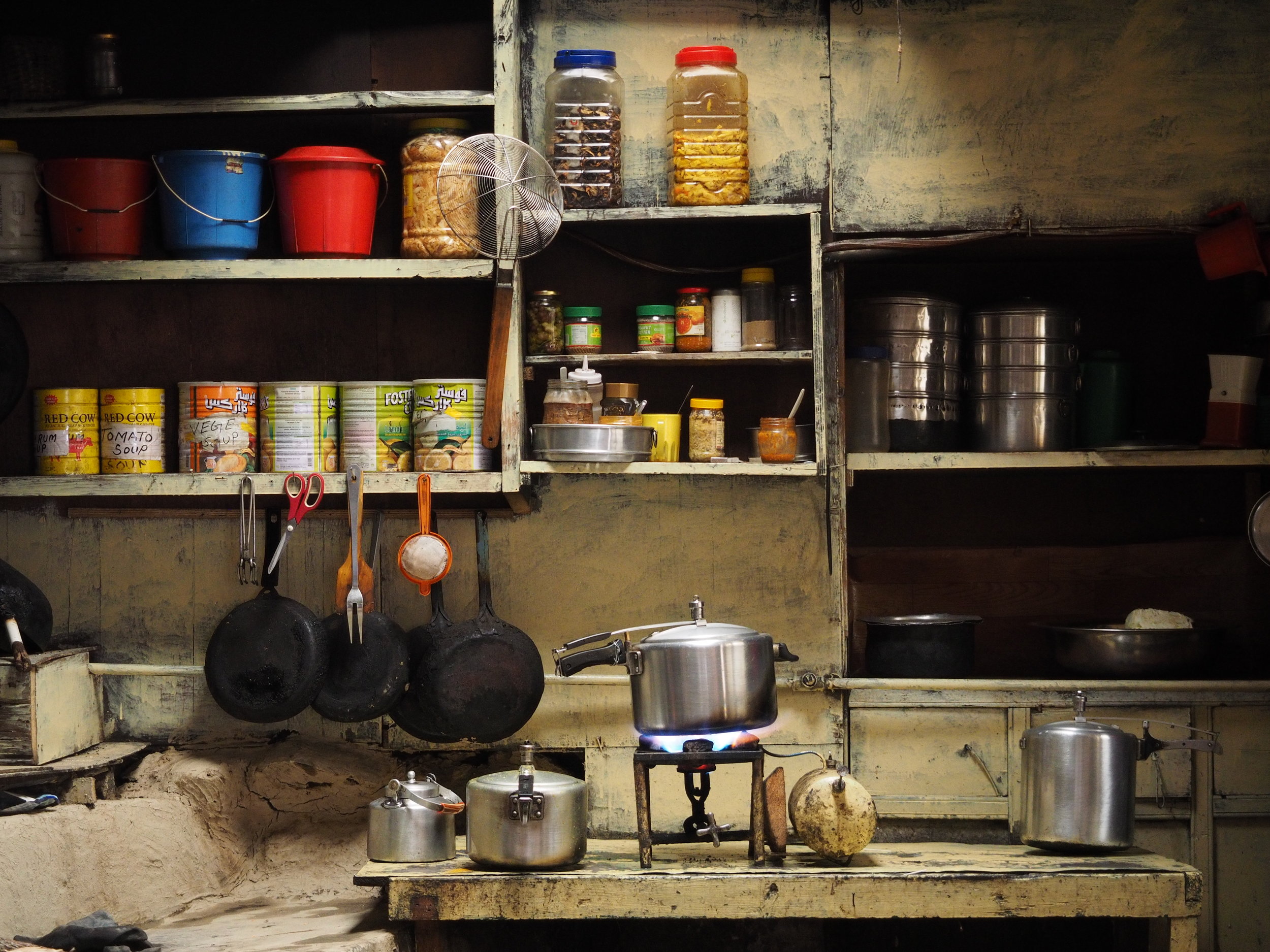 A typical tea house kitchen.