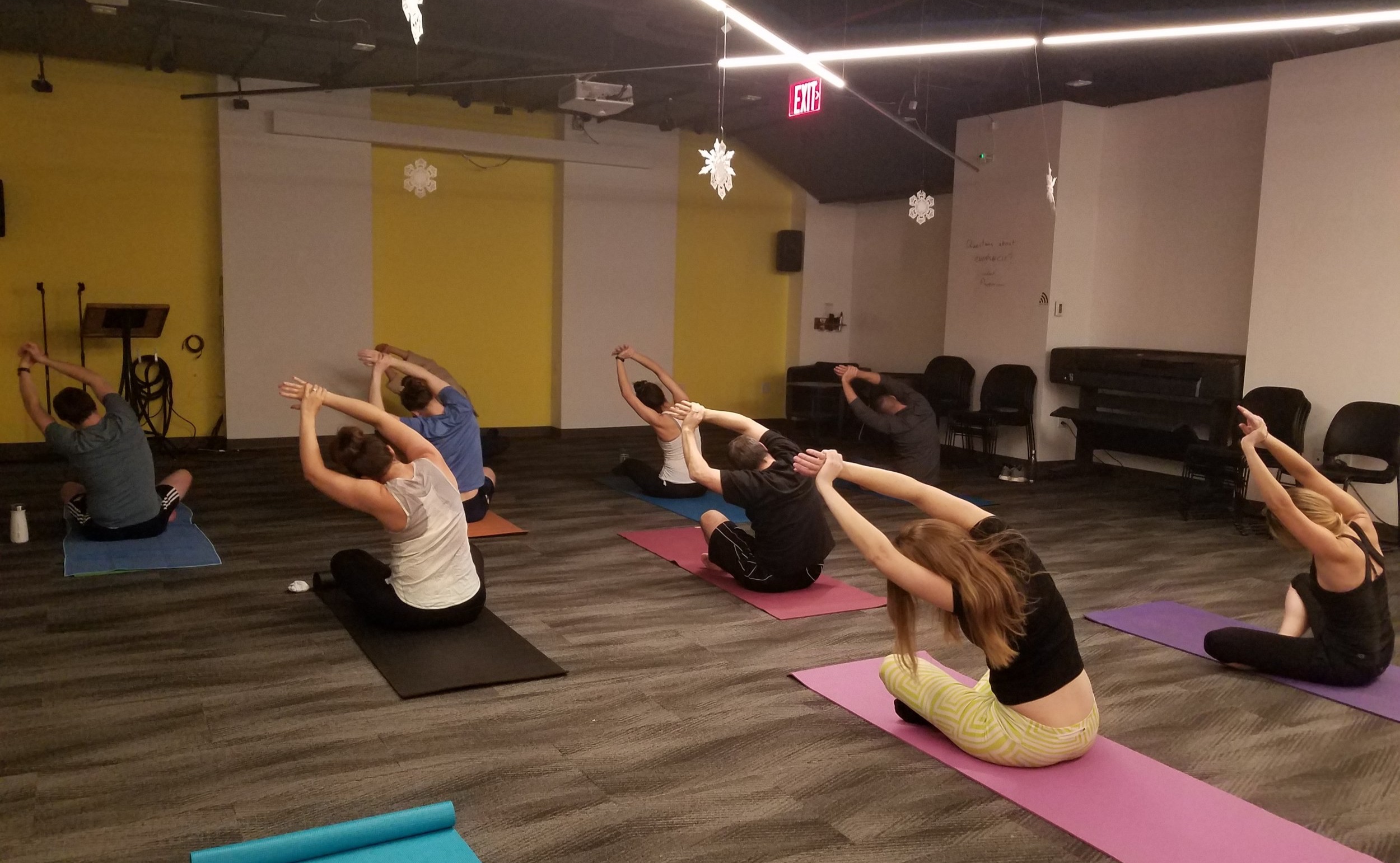 A lunchtime yoga class at CIC Boston. Photo by Shakti Rowan.