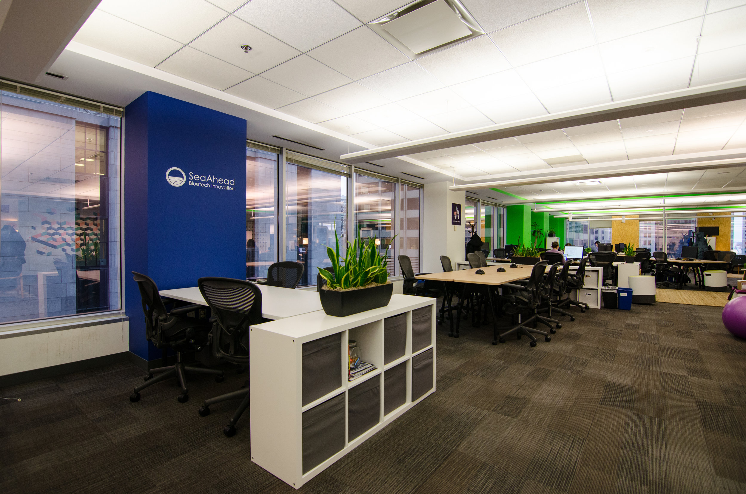 The SeaAhead coworking space at CIC Boston provides ocean innovators with shared workspace and an ecosystem of mentors, service providers, and investors. Photo courtesy of SeaAhead.