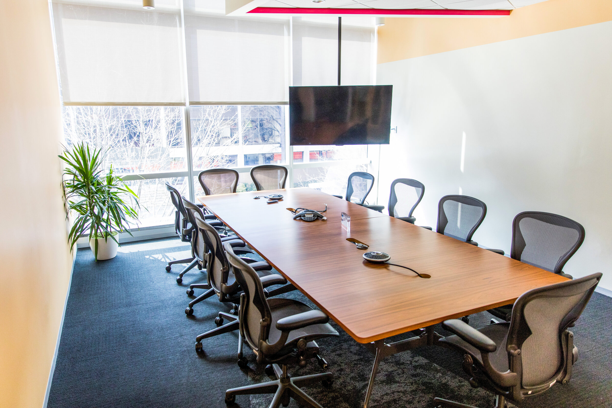 A conference room at CIC, equipped with video conferencing technologies.