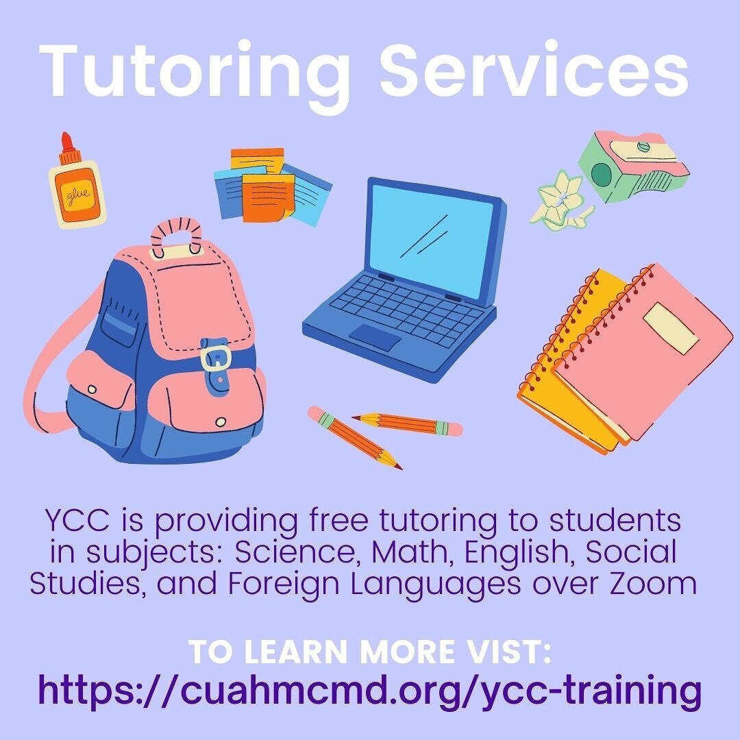 Starting Monday, Sep 14, @cuah.ycc and @mocopineappletutoring are providing FREE tutoring to ALL grades in ALL subjects!!! And tutors will be able to get SSL hours this time! Spread the word! Check out the link in the @cuah.ycc bio!