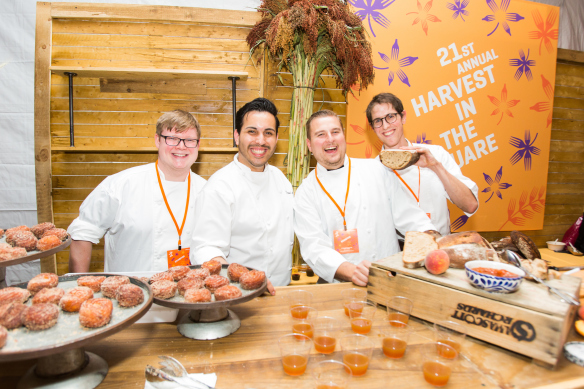 The Union Square Cafe team including Pastry Chef Daniel Alvarez and Head Baker Justin Rosengarten at the 21st Annual Harvest in the Square .