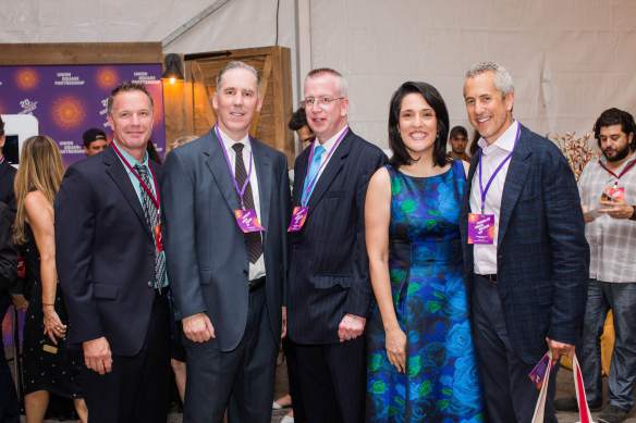 Union Square Hospitality Group’s Danny Meyer with USP Executive Director Jenn Falk and neighborhood partners at a past Harvest in the Square