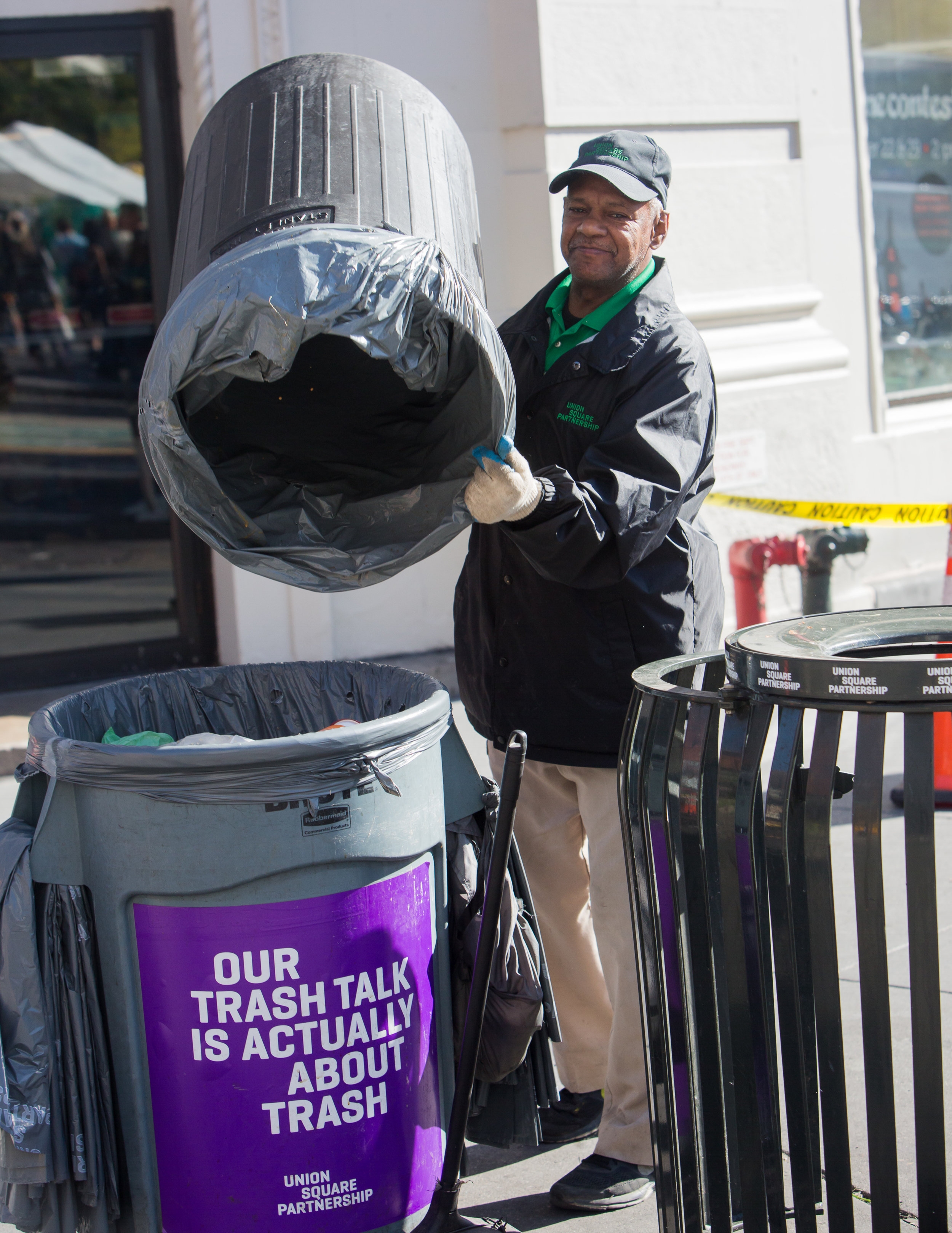 Union Square Partnership services 125 public waste litter baskets located throughout the district