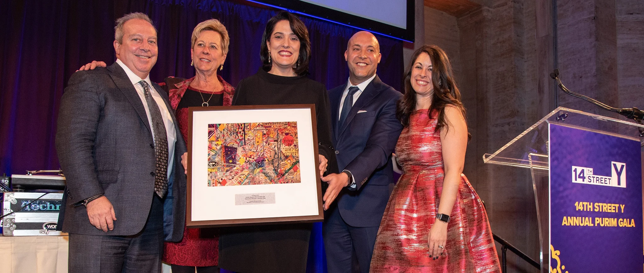 From left to right: William Abramson (USP Board Co-Chair), Lynne P. Brown (USP Board Co-Chair), Jennifer Falk (USP Executive Director), Alan van Capelle (Educational Alliance President + CEO), Shira Koch Epstein (14th Street Y Executive Director).