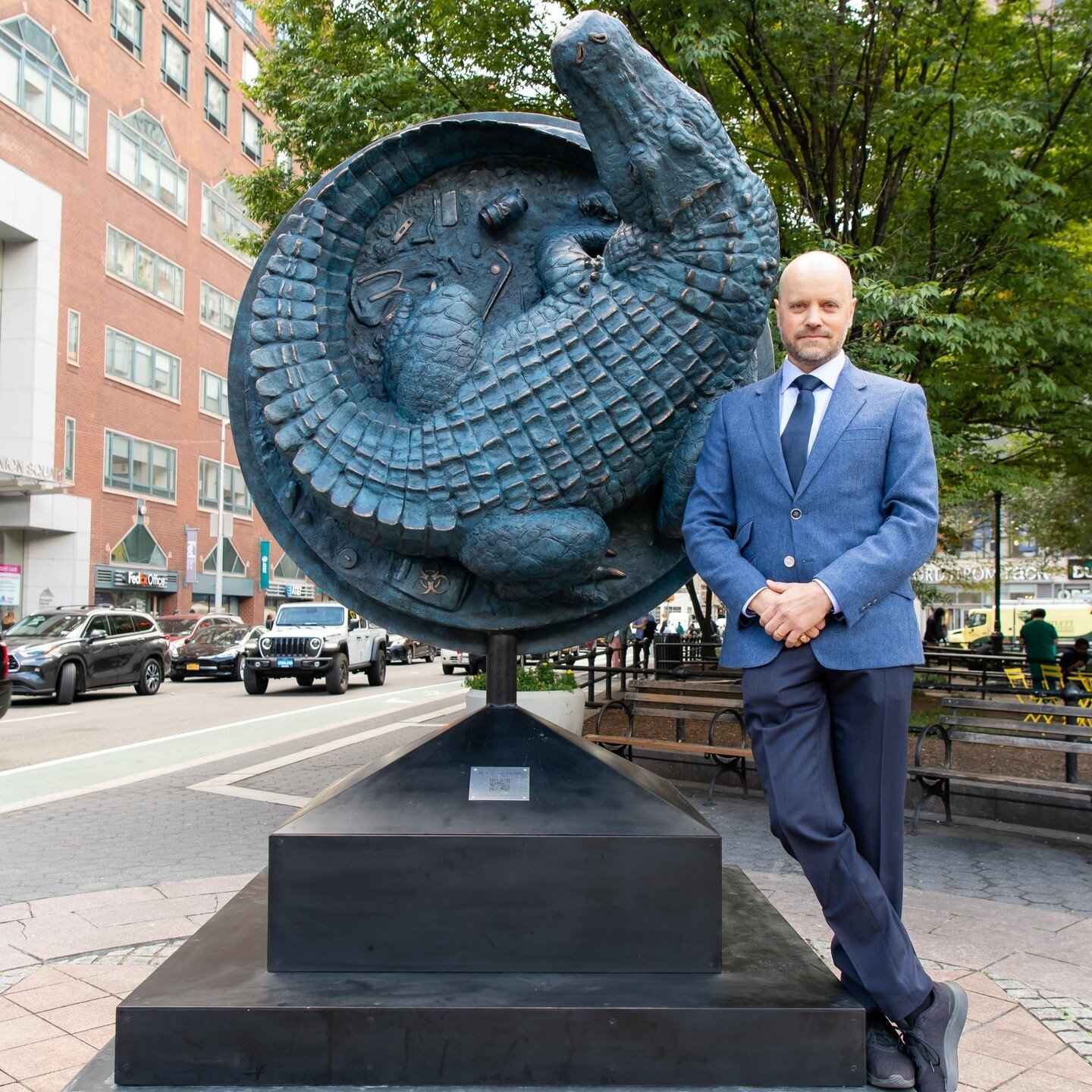 We are thrilled to announce the opening of &quot;NYC Legend&quot; by artist Alexander Klingspor in the Triangle Plaza of Union Square Park! 🐊 &quot;NYC Legend&quot; is a story about mythology, survival, and resilience. In collaboration with Mollbrin