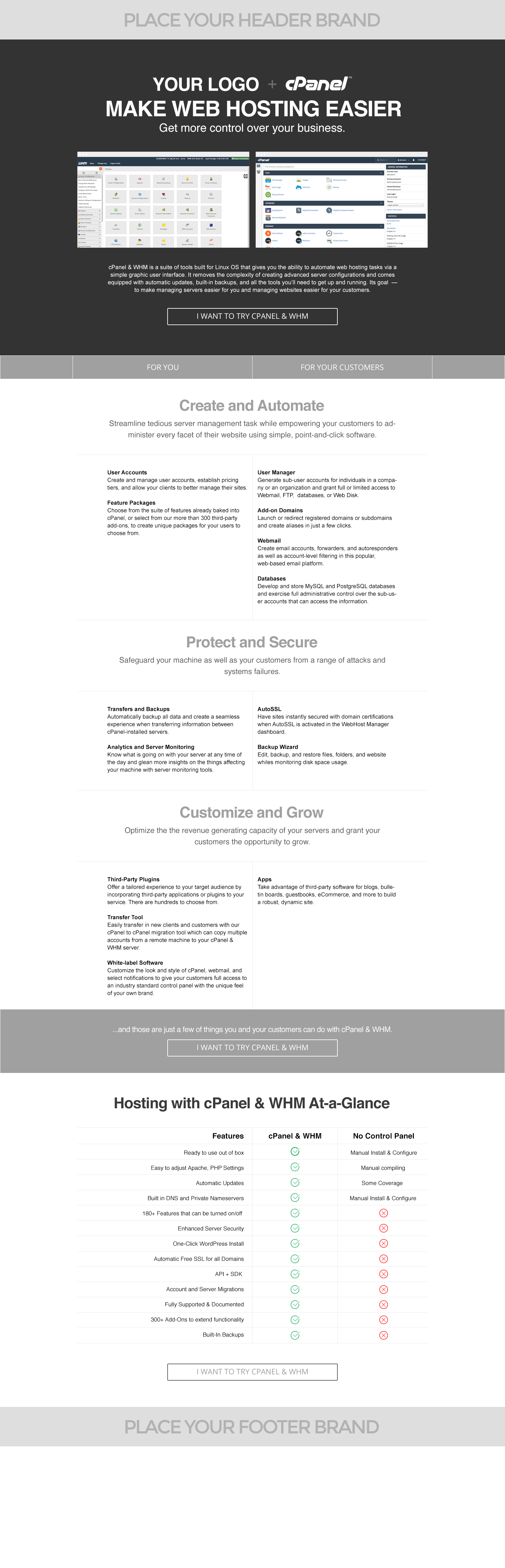 cPanel & WHM White Label Product Info Page
