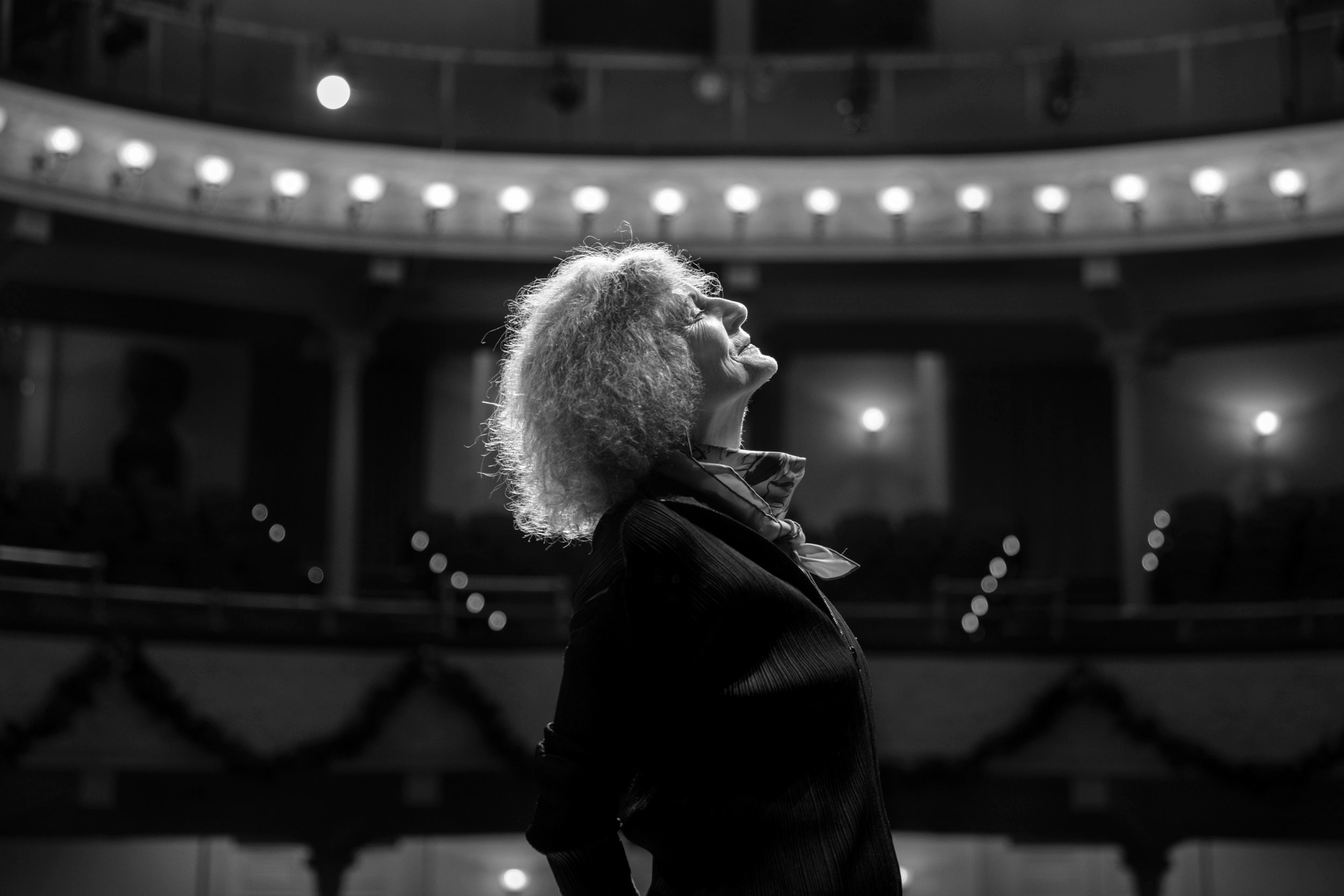 Playwright Timberlake Wertenbaker on stage at Ford's Theatre, in Washington, DC, December 29, 2017. Timberlake's play is part of the second Women's Voices Theater Festival in DC, coming during the #MeToo movement.