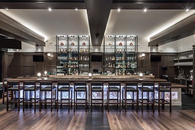 Main Bar at Prime Private Restaurant at SoBe, all custom woodwork, metal and glass Back Bar by RC. #primeprivate #prime112 #woodwall #wallpanels #woodbeams  #bestigwoodworking #details #oak #robertcarpentry #luxurymillwork #southbeach #customwoodwork