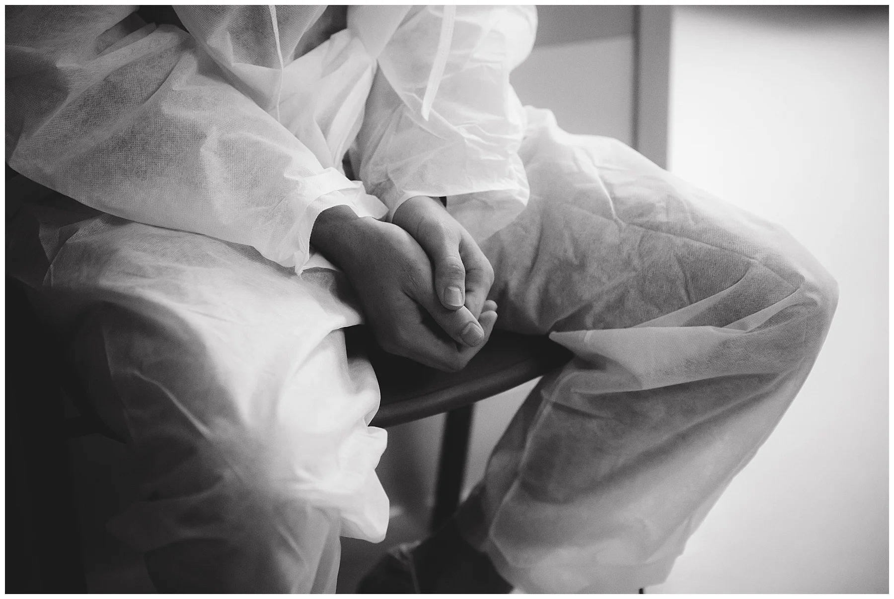 Dad patiently waiting to join his wife in the OR.