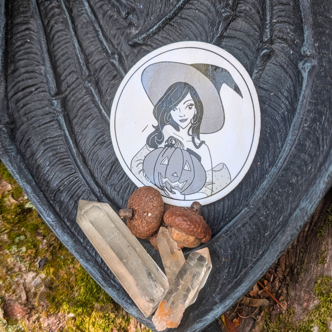 Witch with Pumpkin Sticker - 3"
