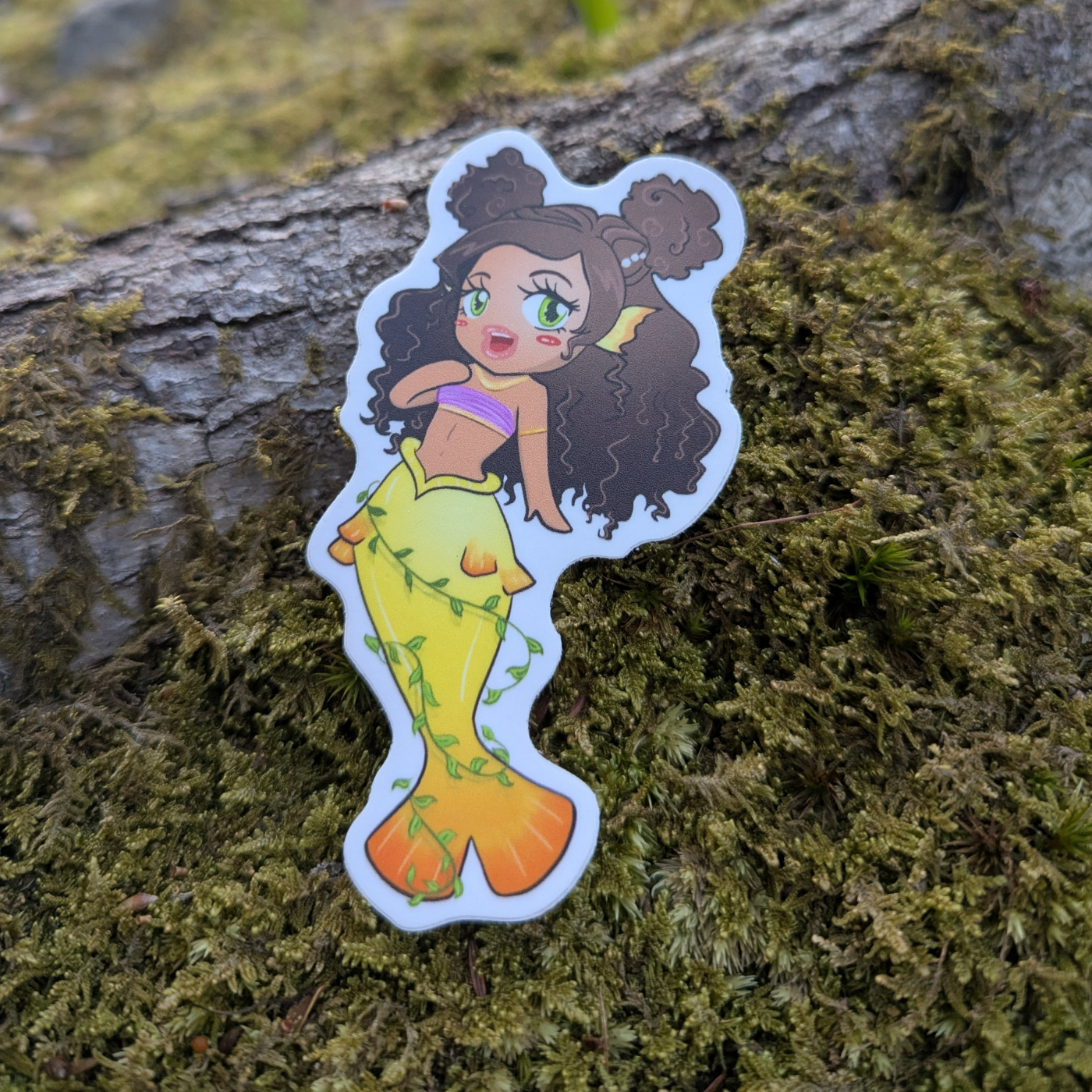 Yellow Mermaid - Die Cut Sticker - 3"