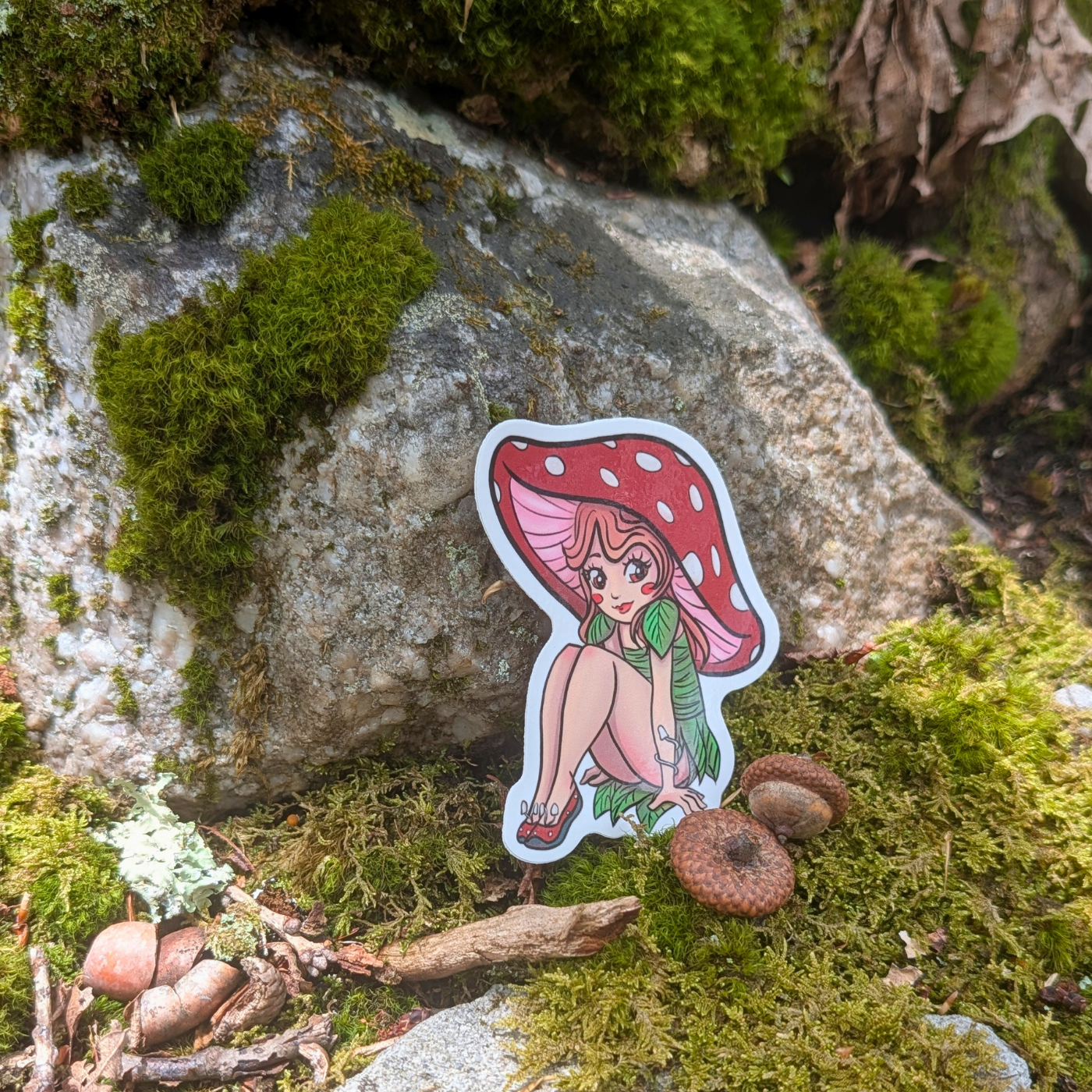 Mushroom Sprite Sticker - Die Cut Sticker - 3"