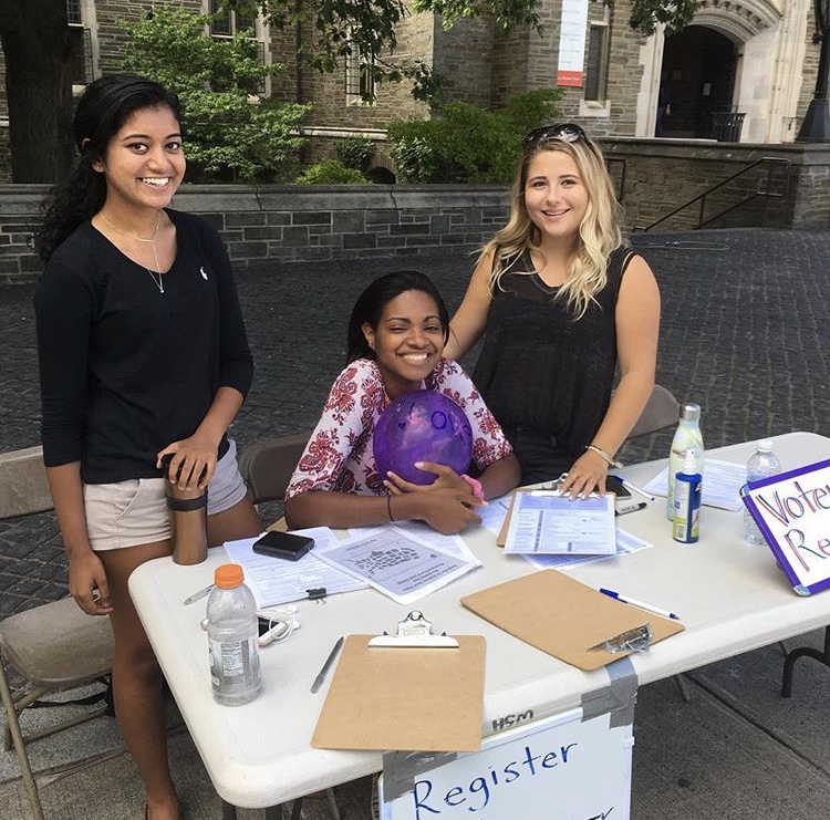 Cornell Dems help students register to vote.