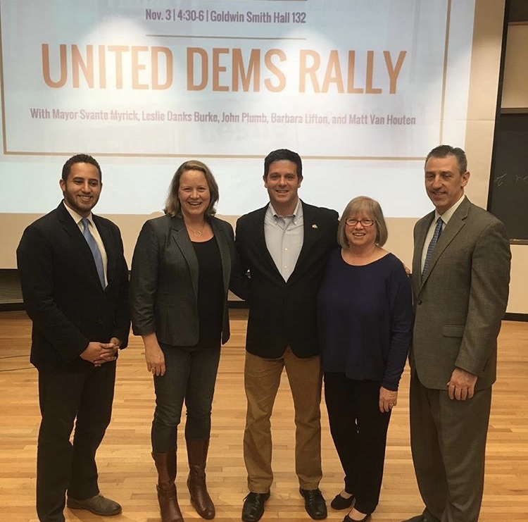 The Cornell Democrats were honored to host Mayor Svante Myrick, Leslie Danks Burke, John Plumb, Assemblywoman Barbara Lifton, and Matt Van Houten for our United Dems Rally prior to the elections.