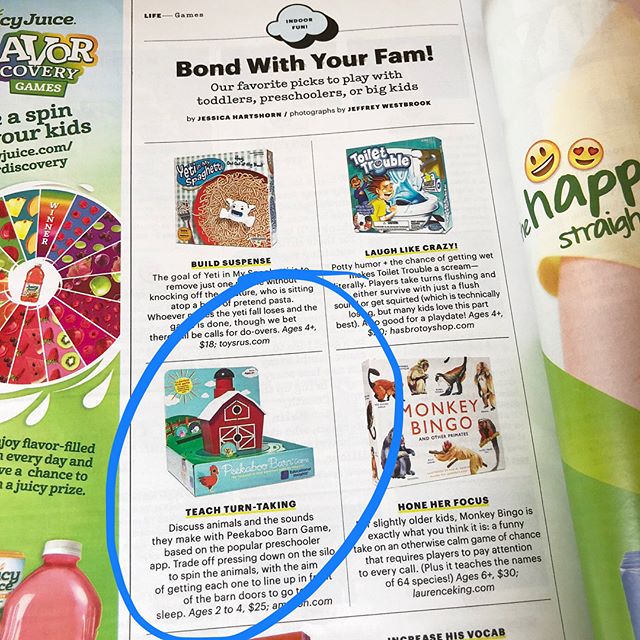 Our game is @parents&rsquo; pick for Indoor Fun! We&rsquo;re honored! #PeekabooBarn @educationalinsights #tabletopgames #game #toddlergames #earlychildhood #familybonding #preschoolgames #toddlers