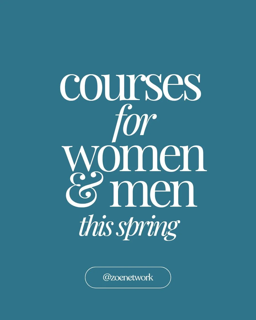🌱 ZOE Spring 2026 Online Courses Are Here! //ZOE NETWORK

Ready to grow deeper in freedom, identity, and life with Jesus? There are 2 new Spring online courses open for registration! ✨

IDENTITY (Women &amp; Men &ndash; Mixed Course)
🗓 Mondays | Ap
