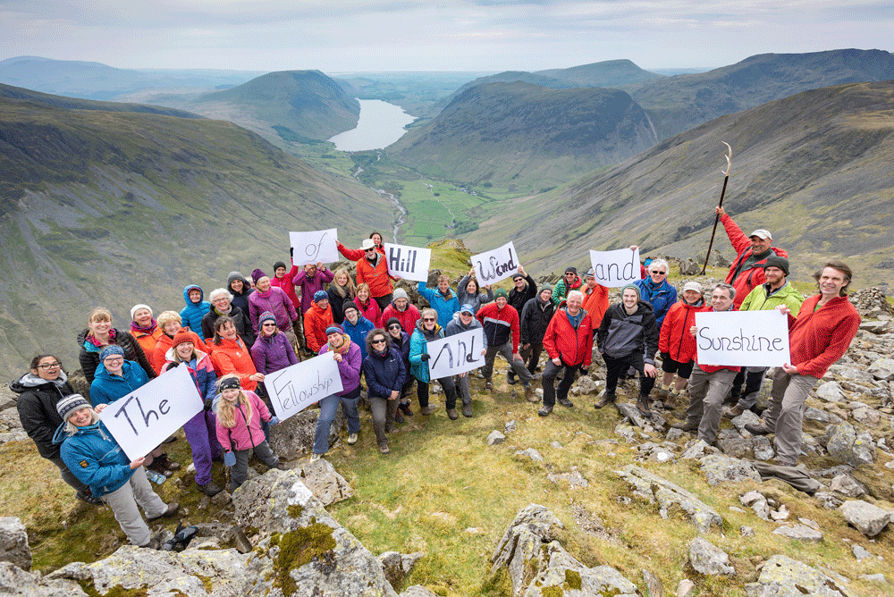 The Fellowship Choir in full voice at Westmorland Crag, Great Gable in May 2018