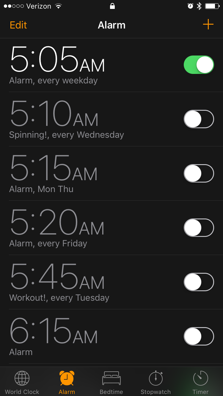 Yep. 5:05 a.m. Every day (but not quite that early on the weekend). 