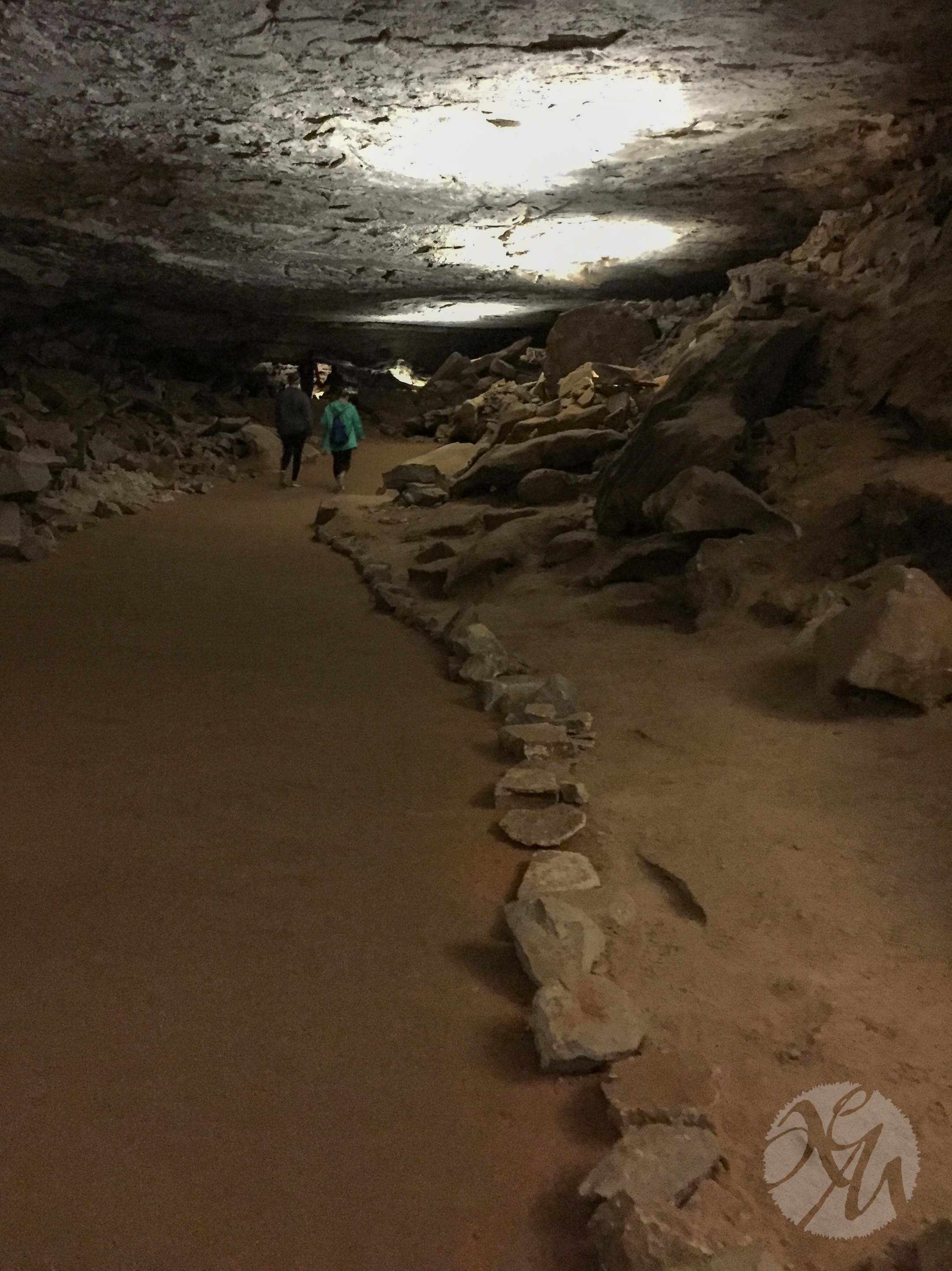 A wide, smooth section of trail not far into the cave via the Carmichael Entrance.