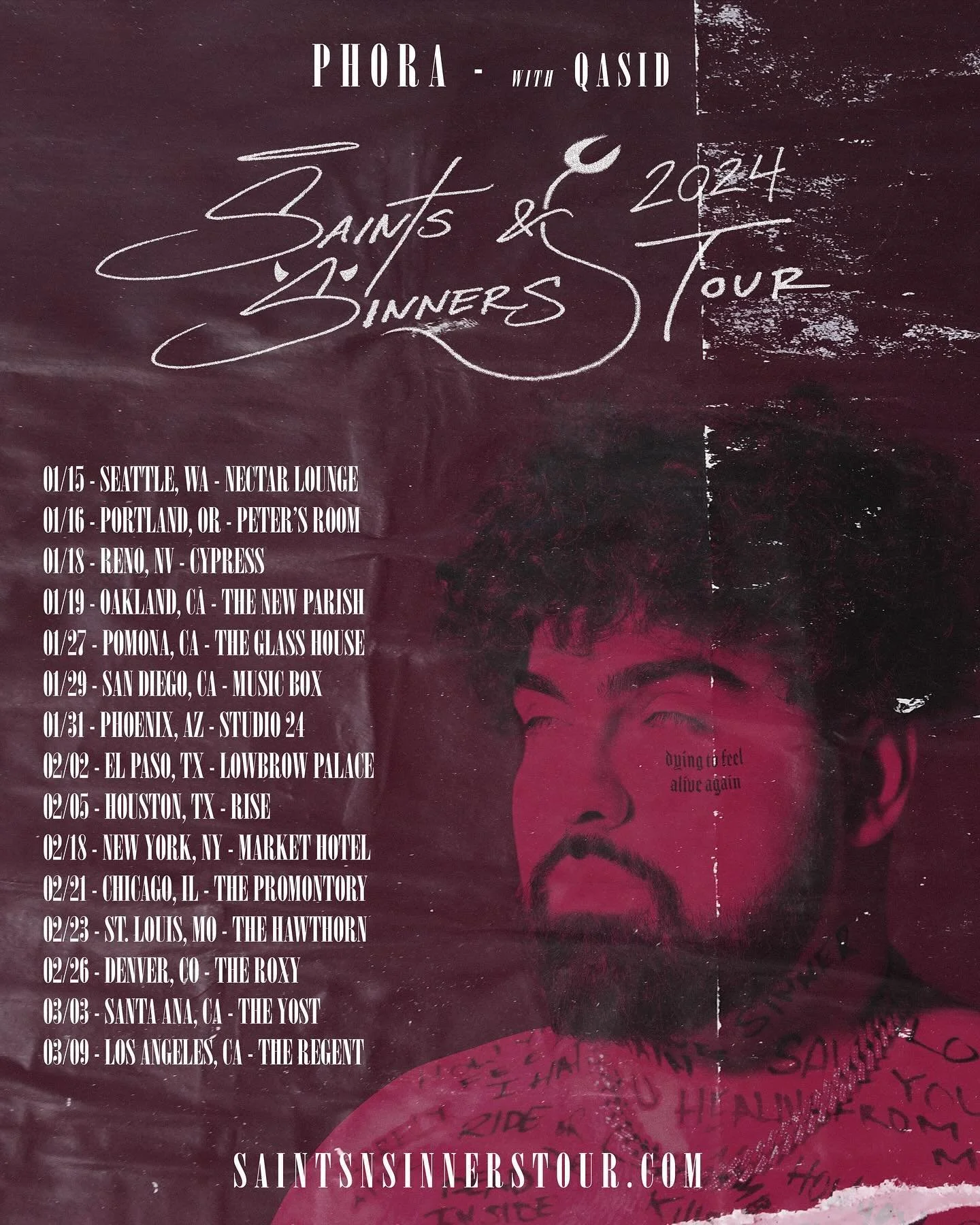 New music. New moments. New chapter. Back on the road. Opening select dates on @phora&rsquo;s SAINTS &amp; SINNERS TOUR 2024. 

I can&rsquo;t wait to meet you all. 🔒🏴🤍