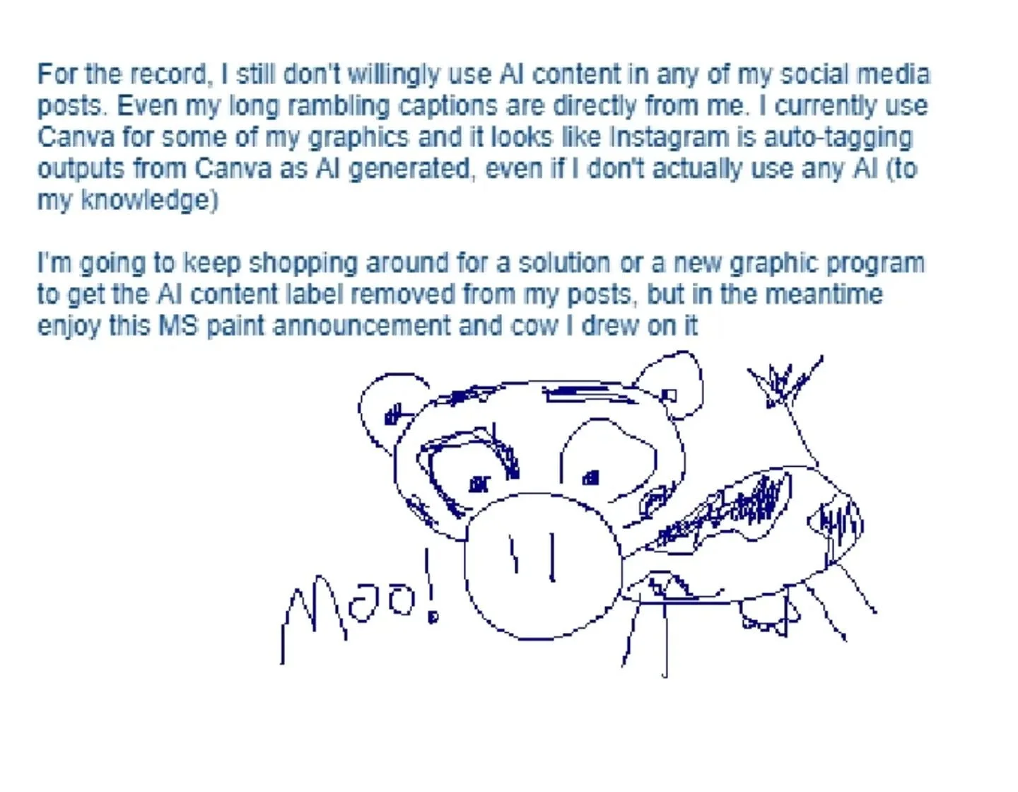 AI is impossible to avoid these days and I HATE IT. I just want to use Canva for my graphics (without their AI tools) but it looks like outputs from Canva are being marked as AI created when I swear I don't touch that nasty cheap stuff. 😭😭😭 I don'