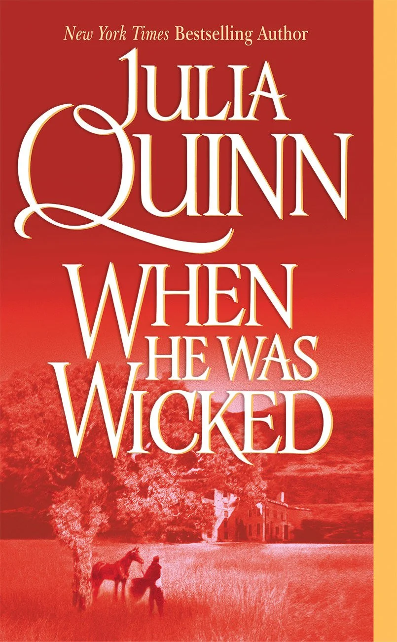 Cover for When He Was Wicked by Julia Quinn with a bold red background and white font with the book title and author name