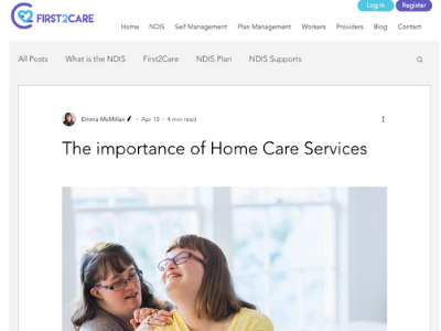 FIRST2CARE In my capacity as a health copywriter, I write extensively researched articles for First2Care. These articles, for participants, carers and providers, look at issues surrounding disability services and the NDIS. I also write monthly EDMs about important NDIS news and updates.