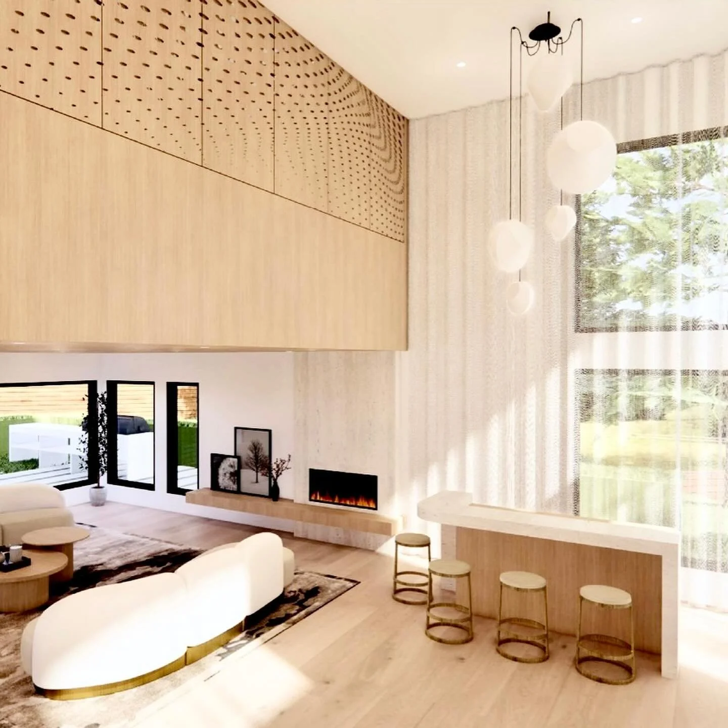 Curves, texture, and tons of natural light come together to make this double-height space feel both sculptural and inviting. Super excited to see this one come to life 😍

#InteriorDesign #ModernLiving #WarmMinimalism #DoubleHeight #JHDesnStudio