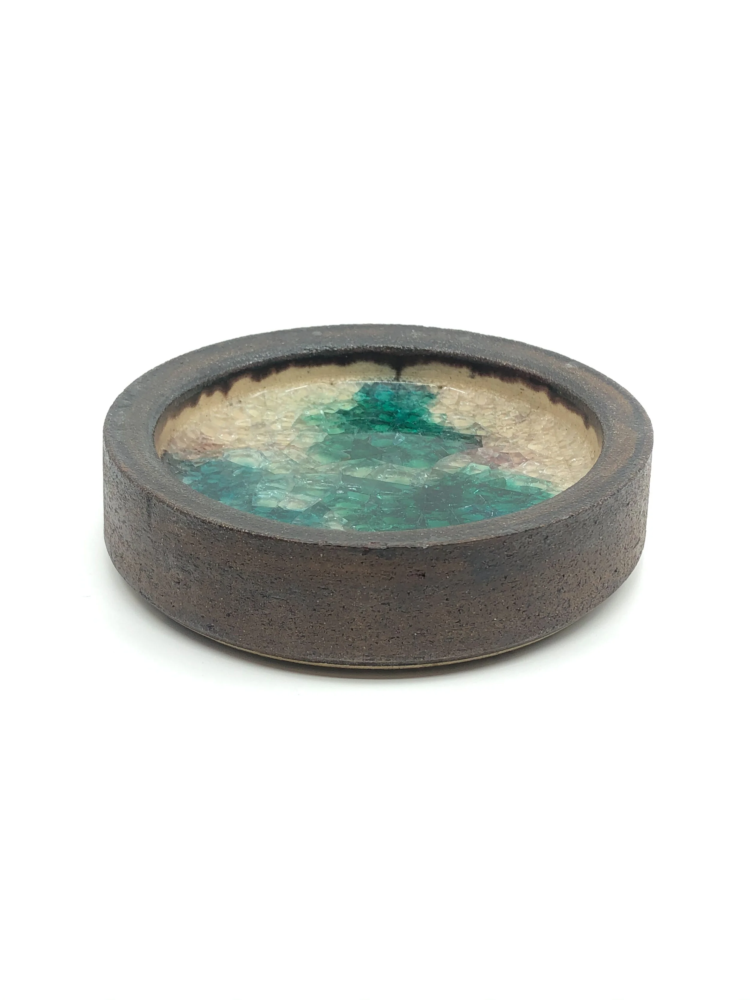 British Ceramic Dish with Blenko Glass.JPG