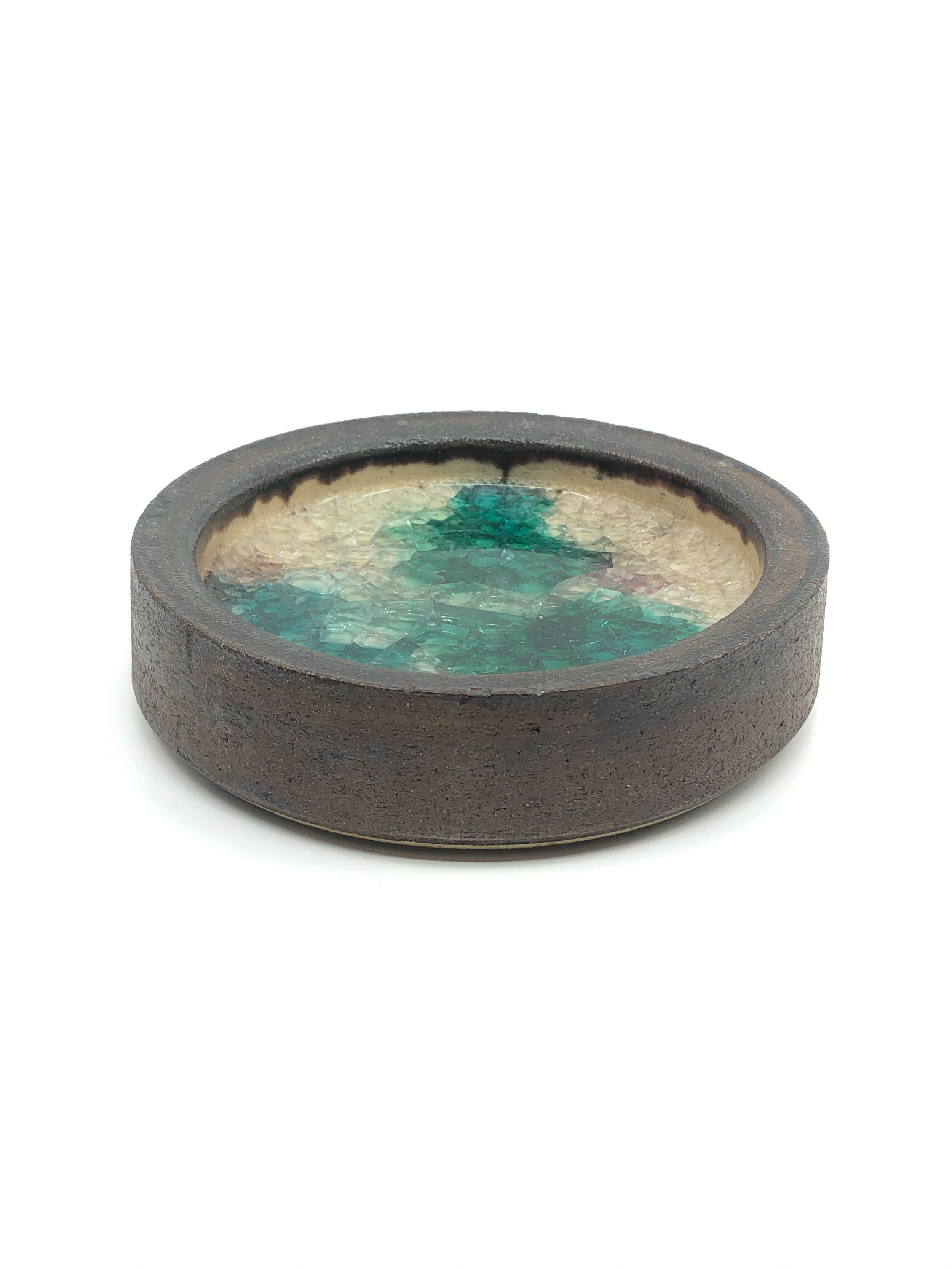 British Ceramic Dish with Blenko Glass.JPG