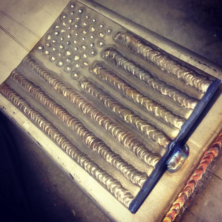  2-22-2017: Stainless steel American flag. 