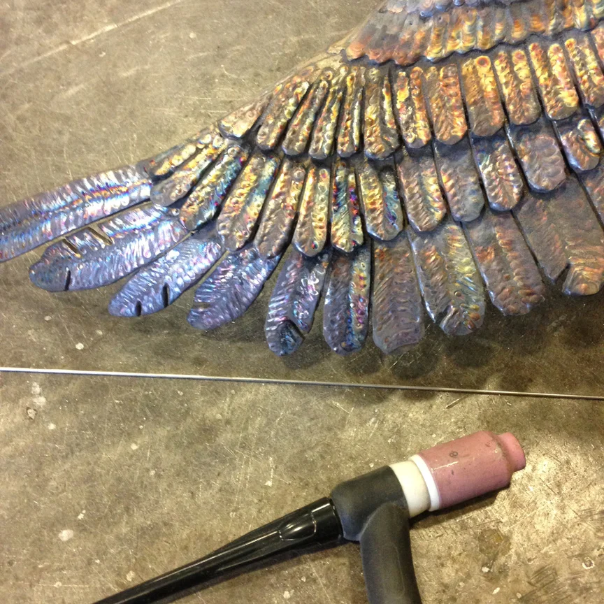  3-6-2017: TIG weave on some stainless steel wings. 