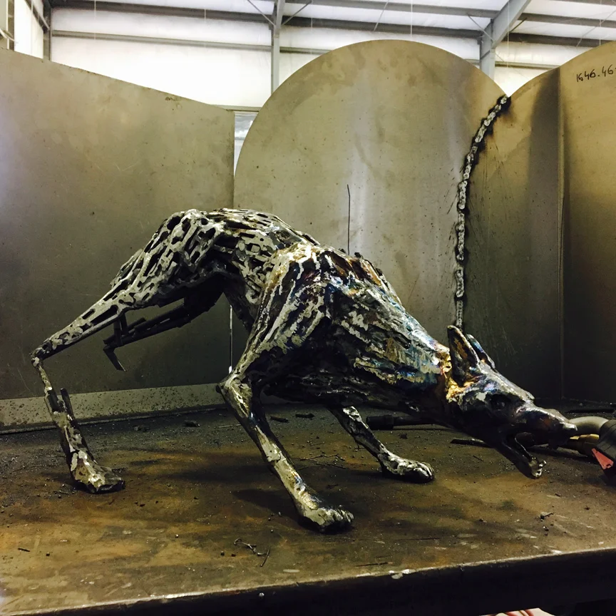 6-27-07: Mild steel grey wolf
