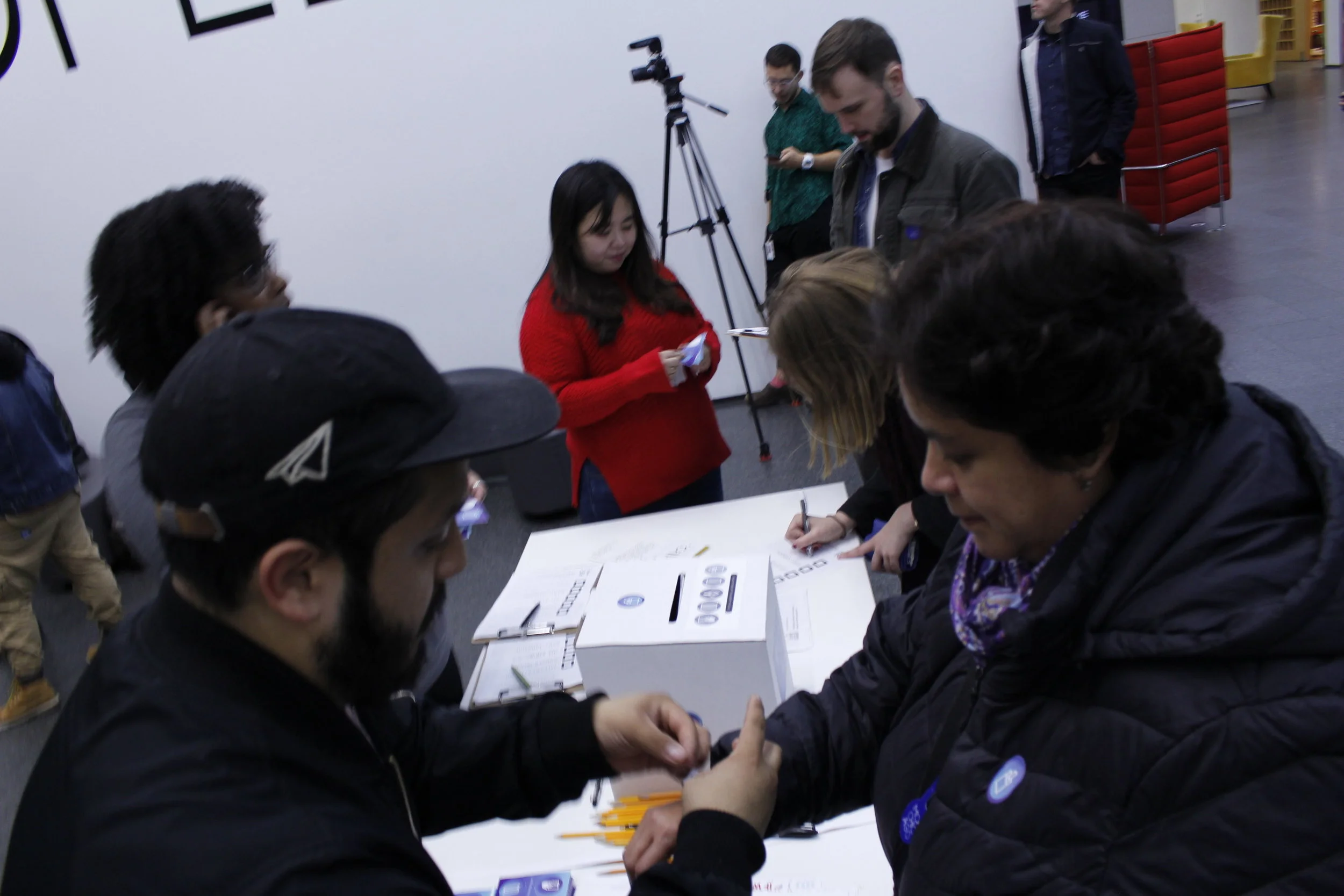  At Aram Han Sifuentes' Official Unofficial Voting Station at the Museum of Contemporary Art in Chicago.&nbsp;  Photo Courtesy by Sarita Garcia 