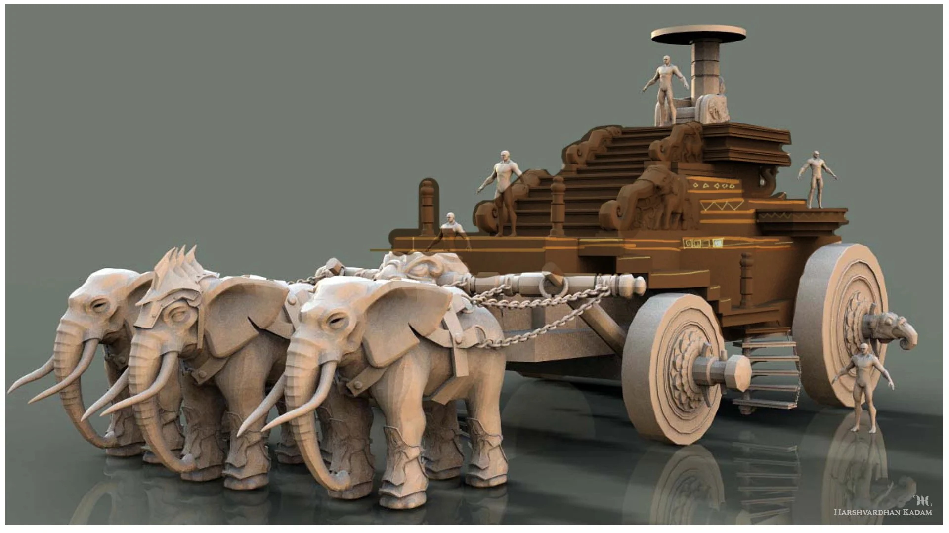 Mahabharat Abhimanyu Duryodhana War Chariot Temple Chakravyuha Concept Art.jpg