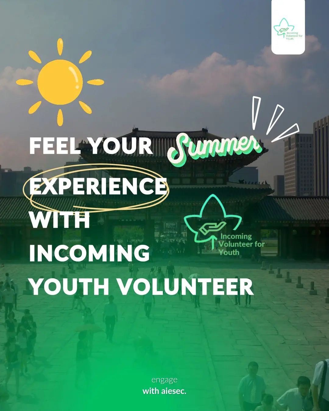 Feel summer project with AIESEC in Korea!
We excited to open Project for you who want contribute to the community in South Korea!

We also will present the project highlight only in here 😊🇰🇷❤️

Experience your summer with IVY

aiesecinkorea.org/in