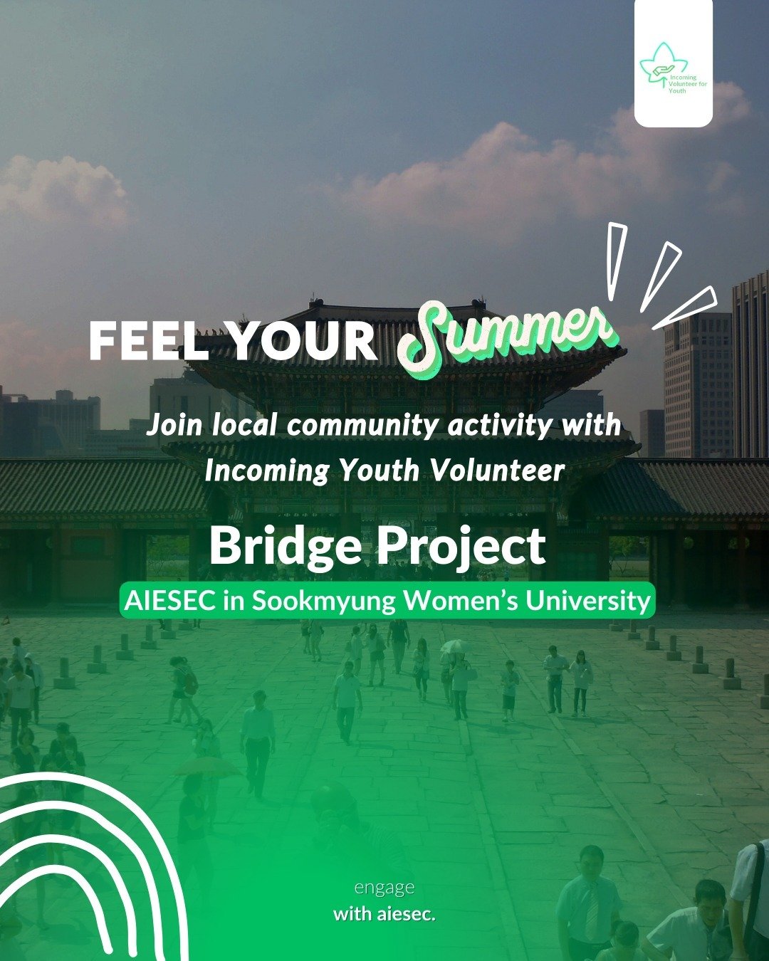 Incoming Volunteer for Youth from AIESEC in SMU Present!!!

📌 Bridge Project: The project conducts global citizenship education for elementary school students, under the theme of the UN&rsquo;s Sustainable Development Goal #10 Reduced Inequalities.
