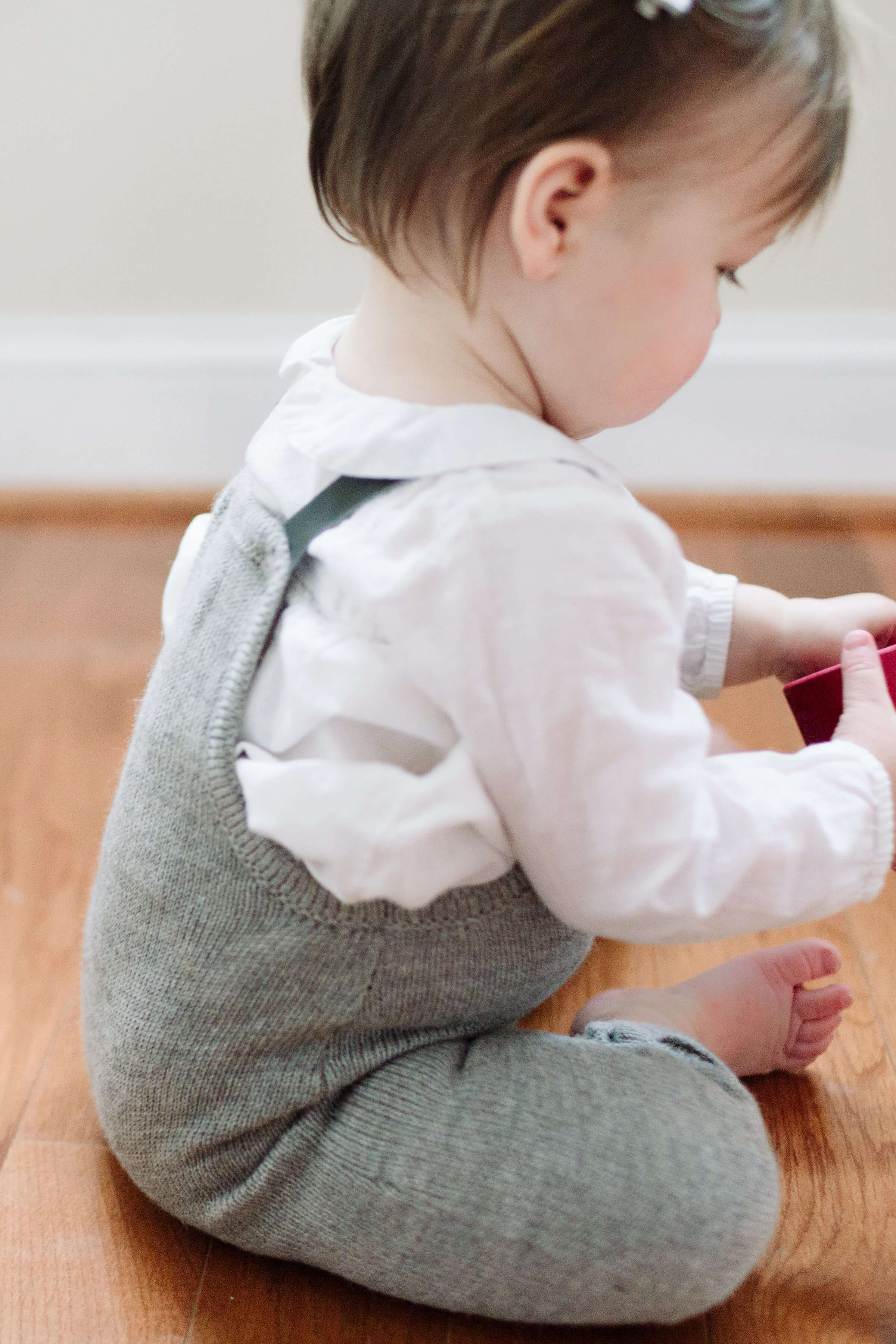 HEATHER GREY KNIT OVERALLS