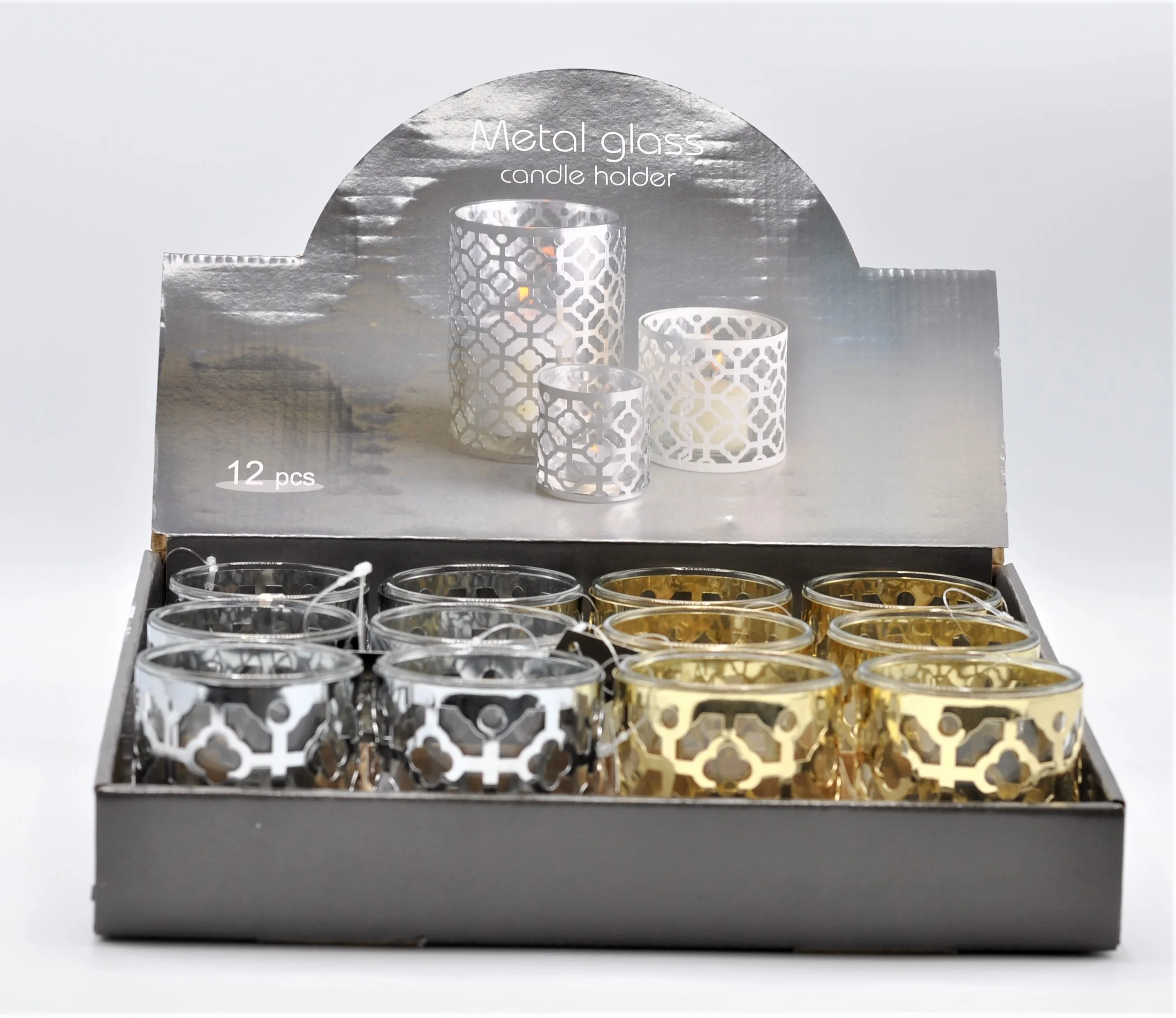 7.2x8.2CM METAL GLASS HOLDER ASST