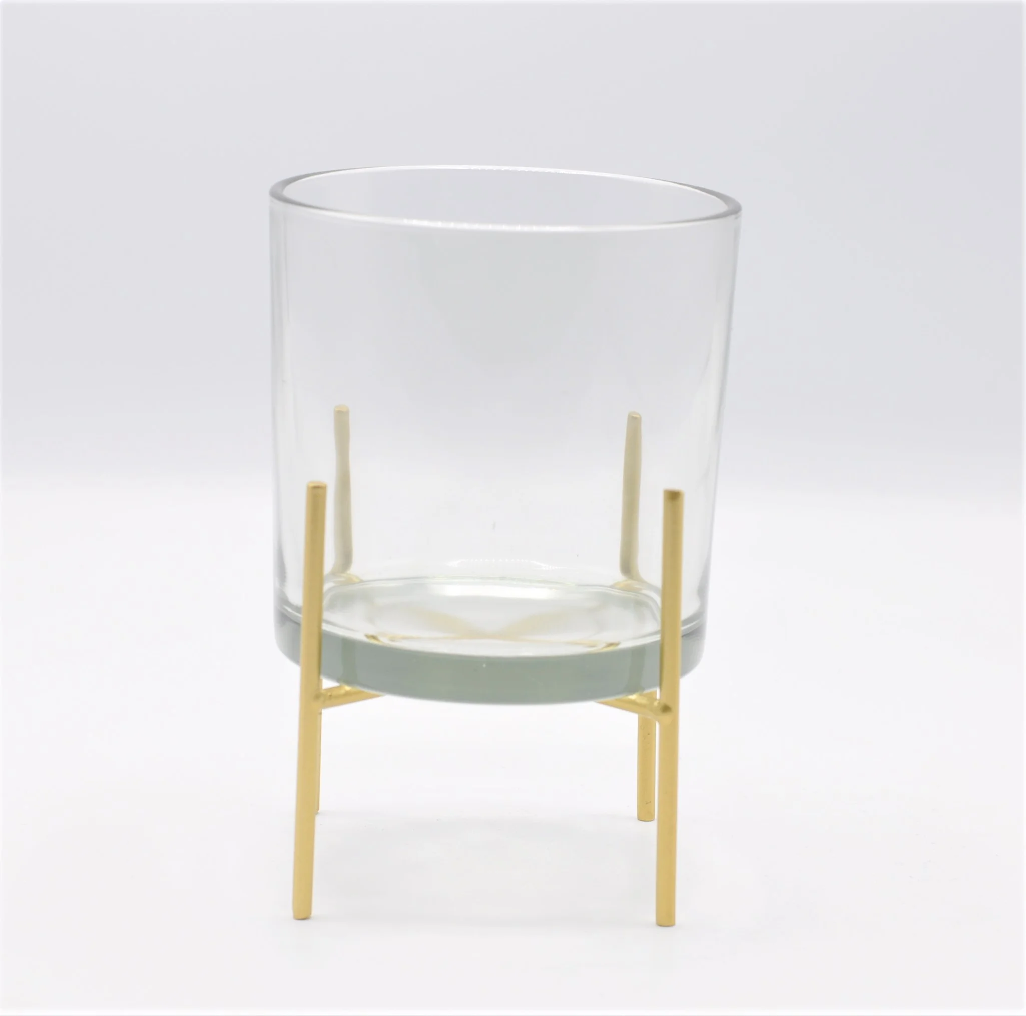 GLASS CANDLE HOLDER WITH GOLD STAND
