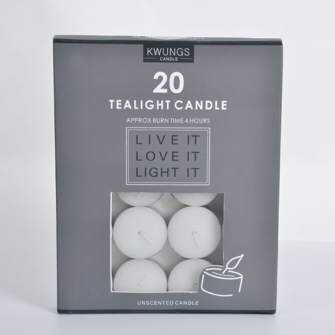 4 HR UNSCENTED TEALIGHTS 20PK 