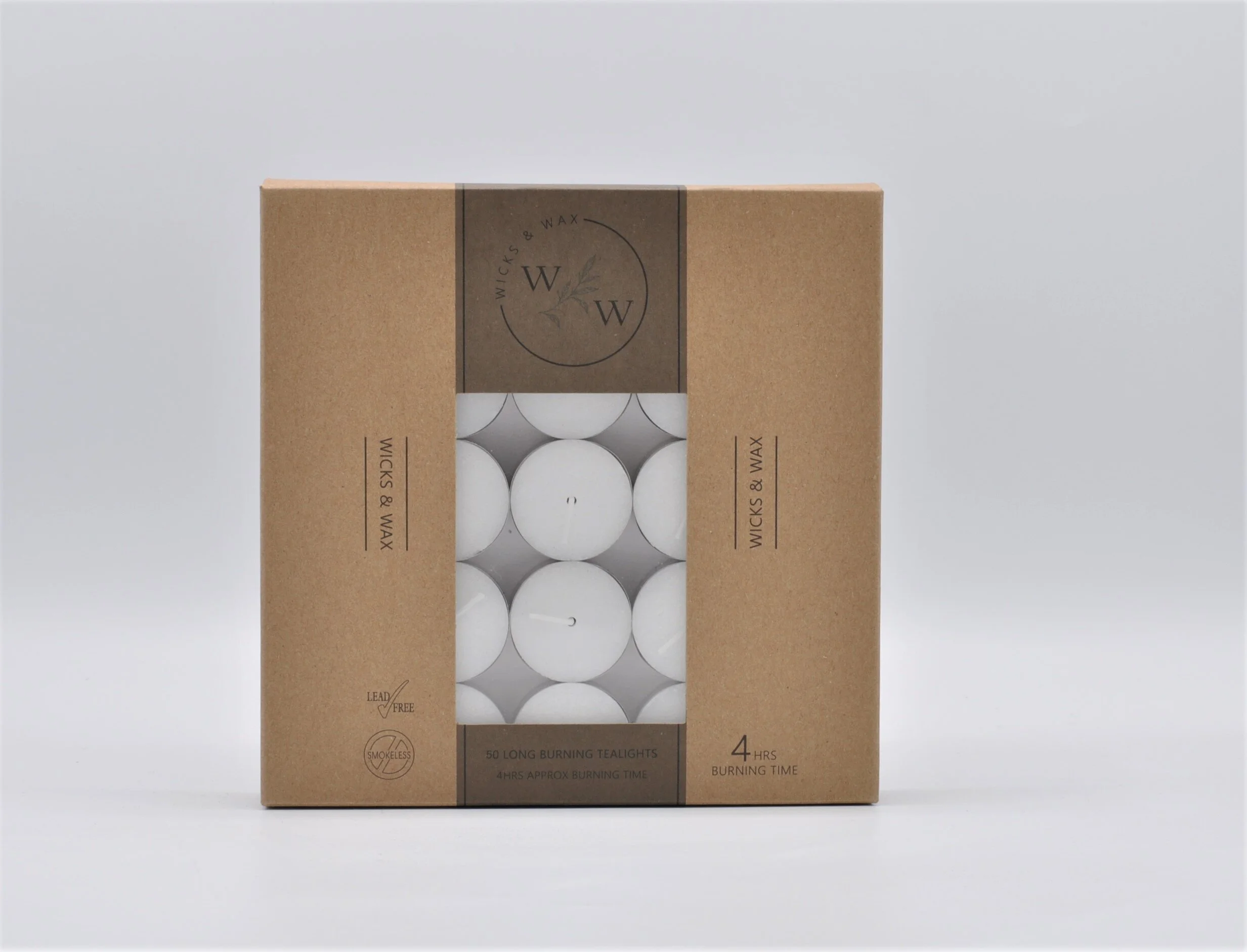 4 HR UNSCENTED TEALIGHTS 50 PACK 