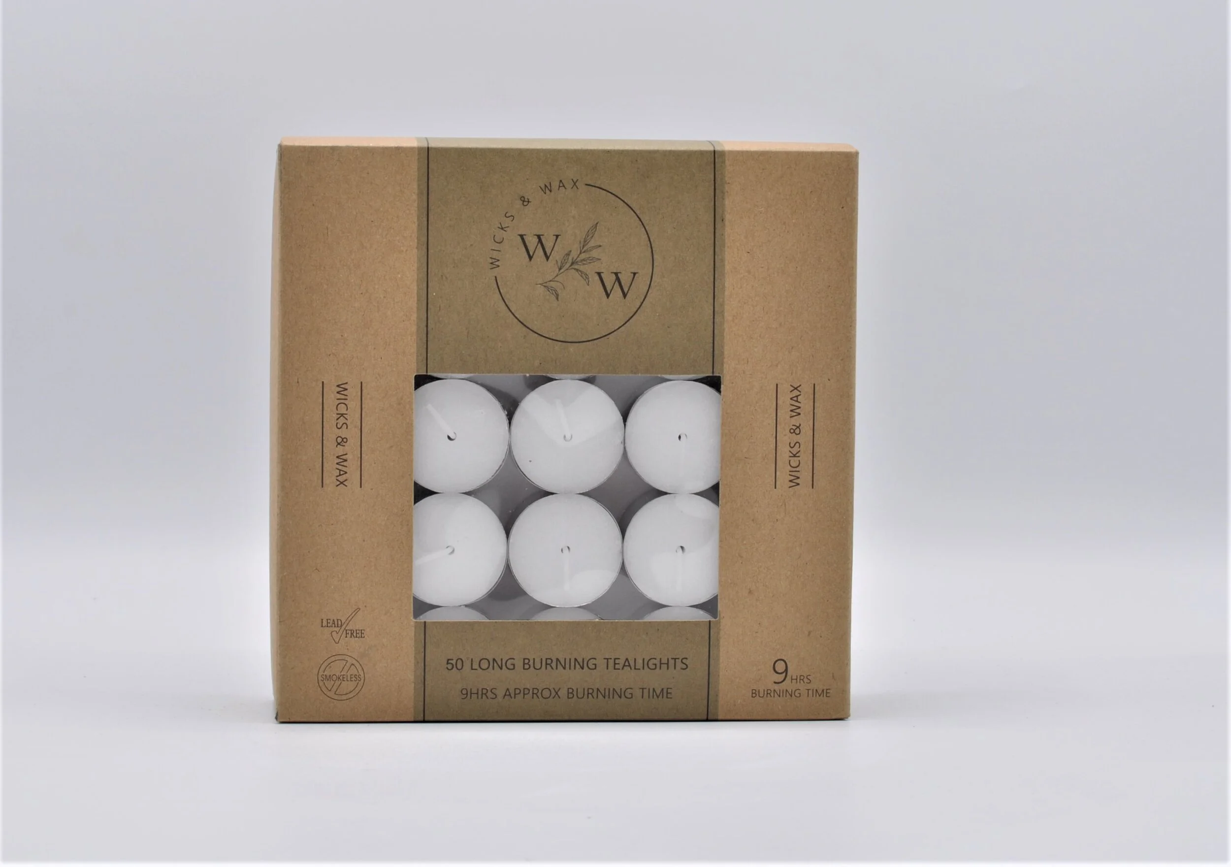 9 HR UNSCENTED TEALIGHTS 50PK