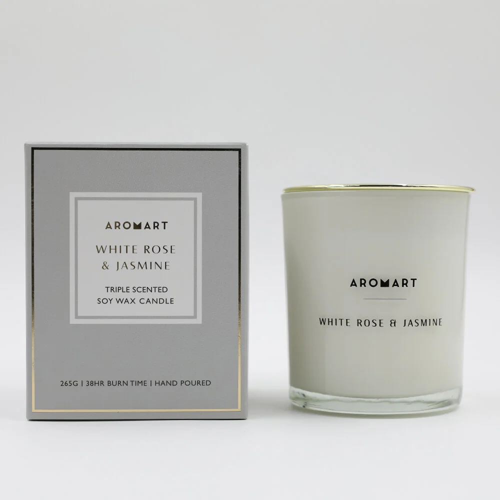 ENCORE 265G GLASS CANDLE - WHITE ROSE JASMINE