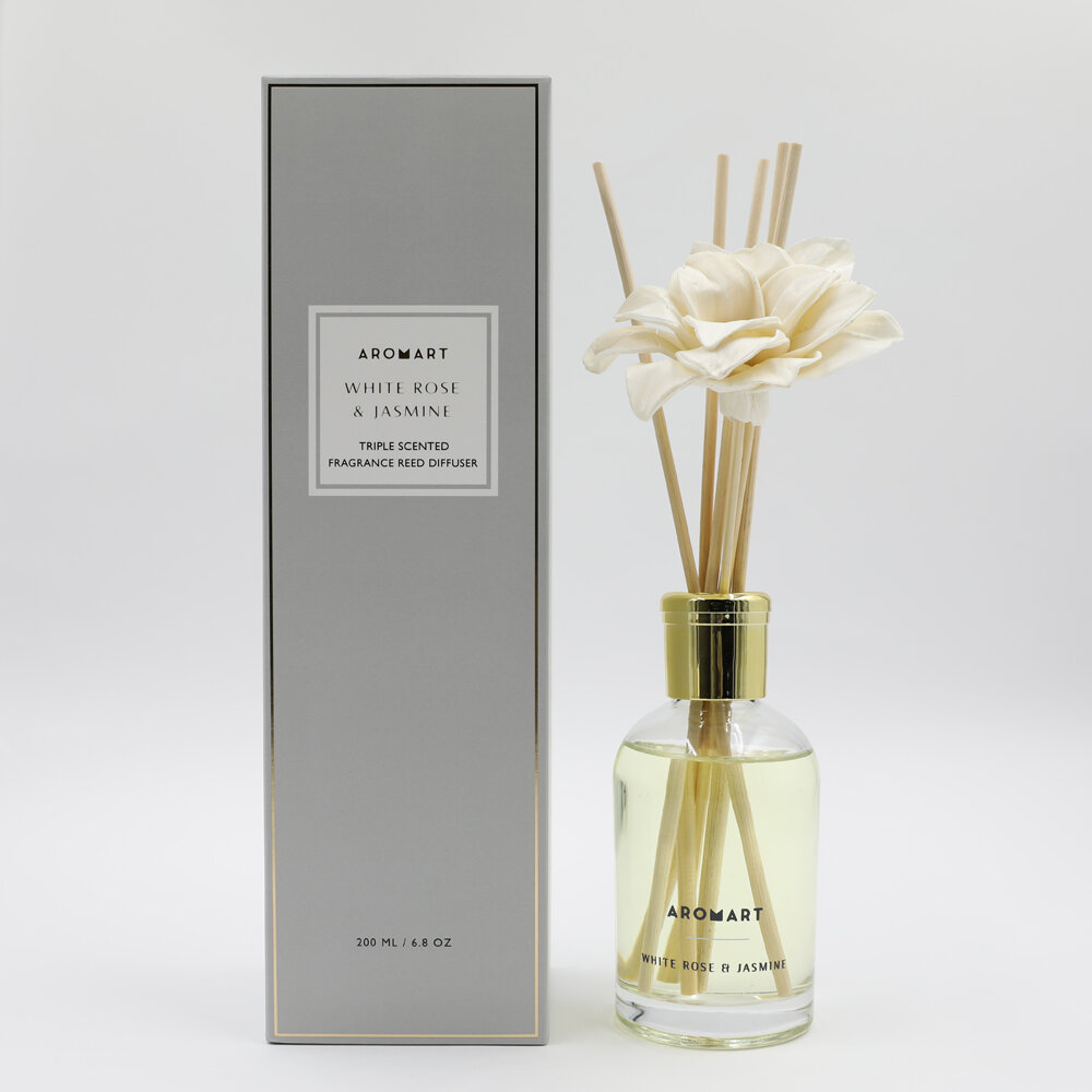 ENCORE 200ML GLASS DIFFUSER - WHITE ROSE JASMINE