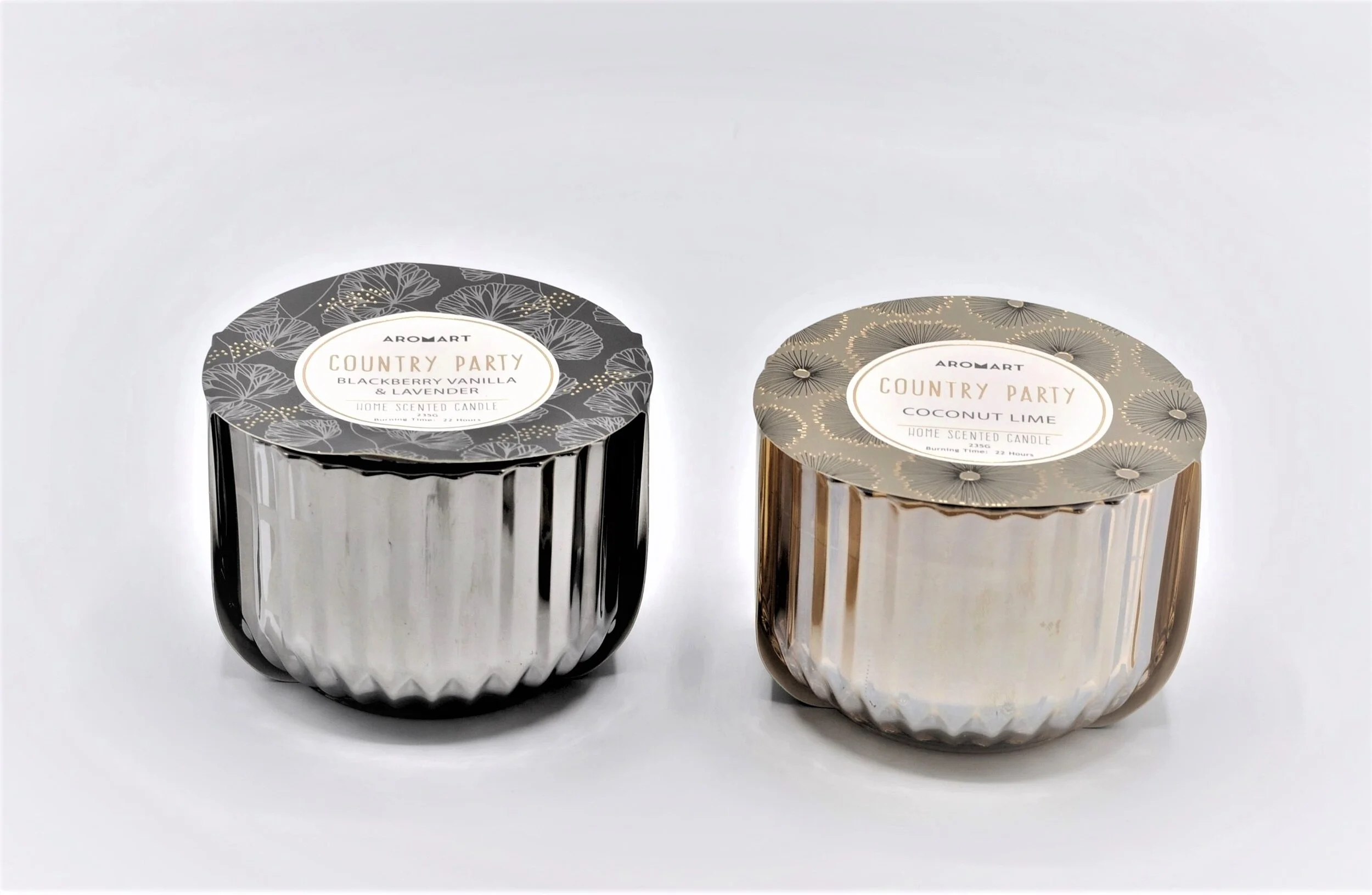 ELECTROPLATED GOLD &amp; SILVER GLASS CANDLES (ASS)