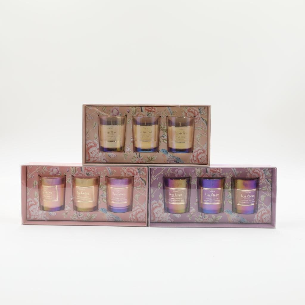 S/3 PEARLESCENT SCENTED CANDLE 5X6CM