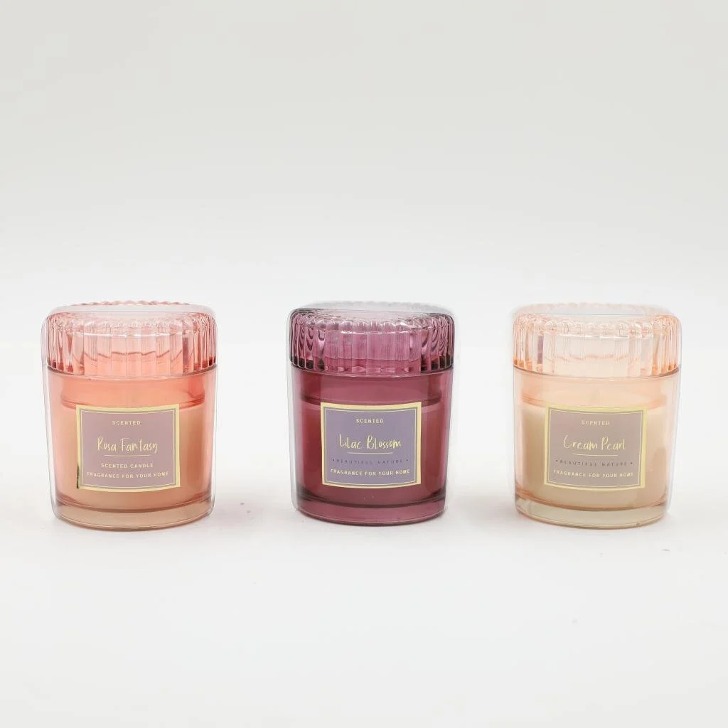 8X10CM SCENTED CANDLE WITH DECORATED GLASS LID